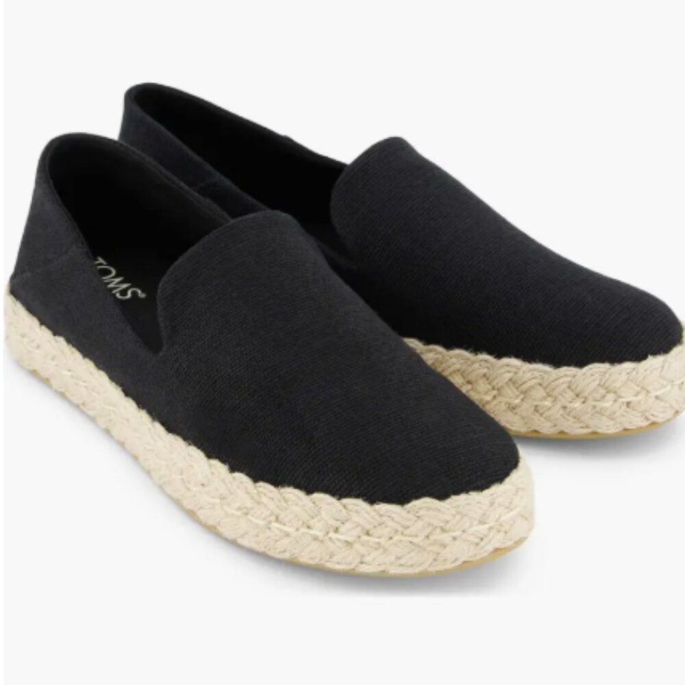 BRAND NEW!  TOMS Alison Platform Espadrille Slip-On Shoes Black - Size 9